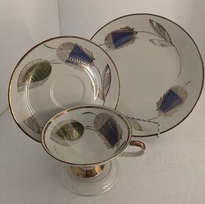 Tea Cup Saucer Dessert Plate Set MCM Bavaria Qualitats Porzellan Schirnding